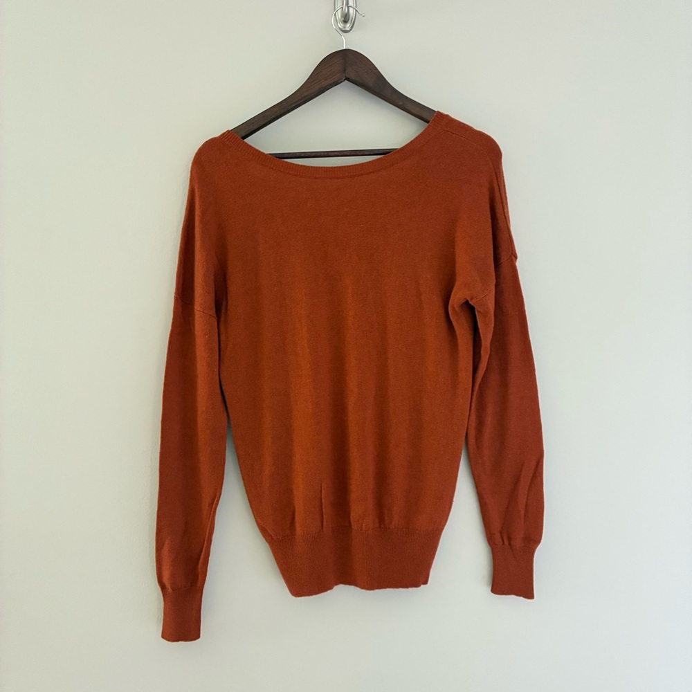 BROWN ALLAN Burnt Orange Wool and Cashmere Sweater Size S